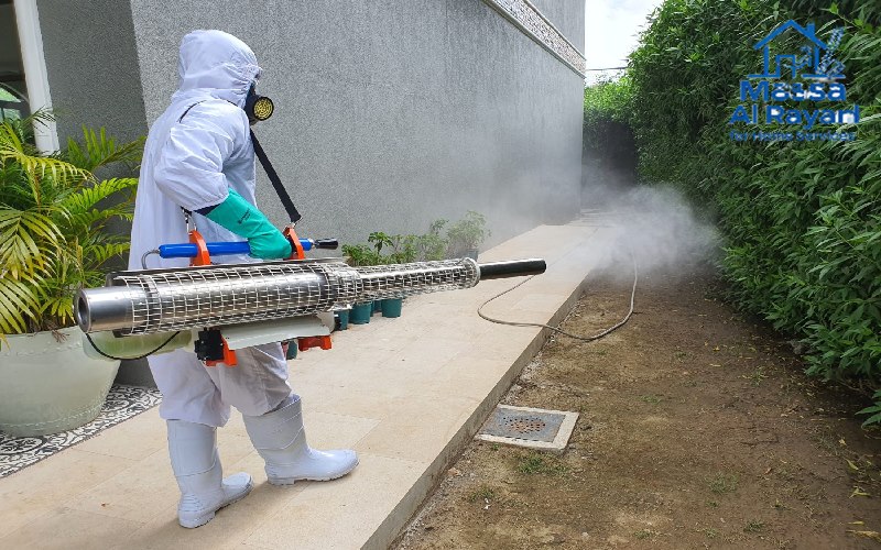 رش البعوض والذباب بأستخدام جهاز الفوجن في حديقة منزل شرق الرياض