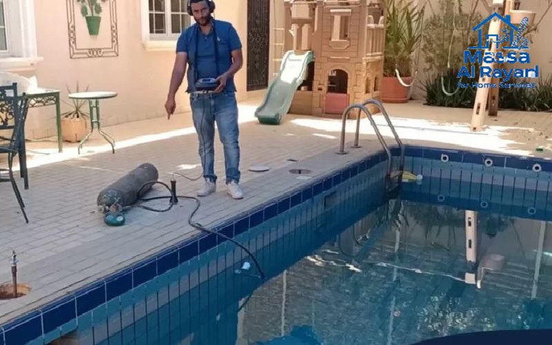 كشف تسربات المسابح والخزانات الأرضية في شرق الرياض باستخدام تقنية غاز التتبع