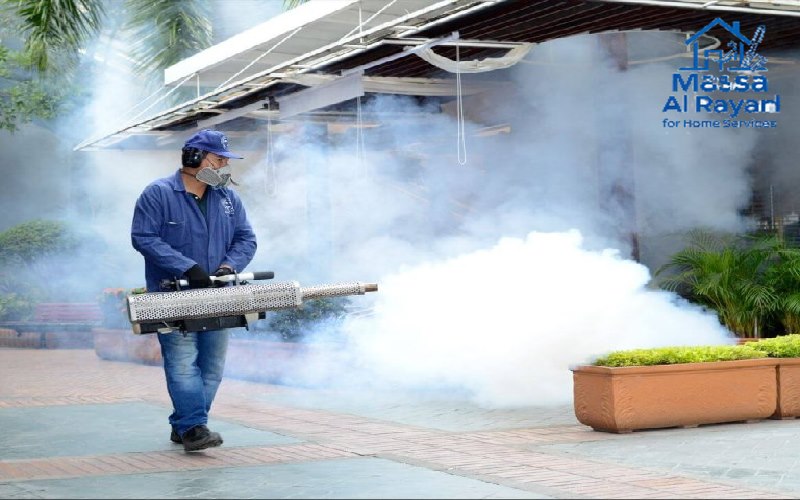 فني يستخدم جهاز الضباب للتخلص من البعوض والذباب